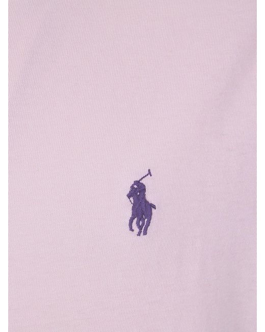 Polo Ralph Lauren Purple Cotton And Linen Polo Shirt With Logo for men