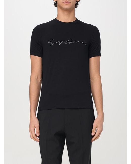 Giorgio Armani Black Cotton T-Shirt for men