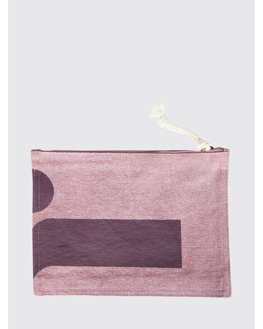 Isabel Marant Pink Netia Cotton Clutch With Logo Print