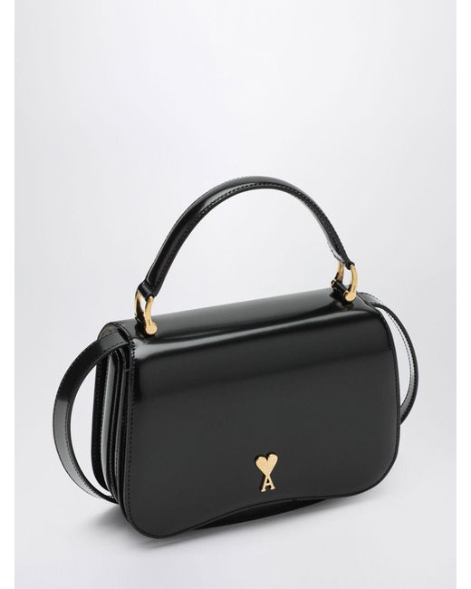 AMI Black Mini Brushed Leather Bag