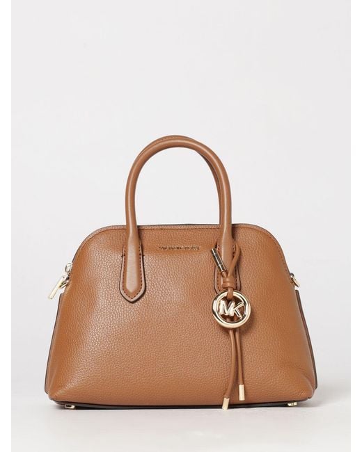 Michael Kors Brown Freddie Mini Leather Handbag With Mk Monogram And Logo Charm