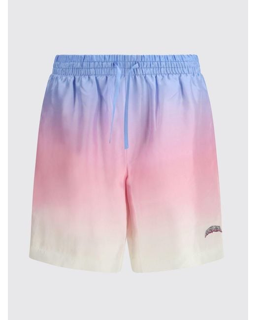 Casablanca Pink Abstract Print Silk Shorts With Drawstring Waist for men