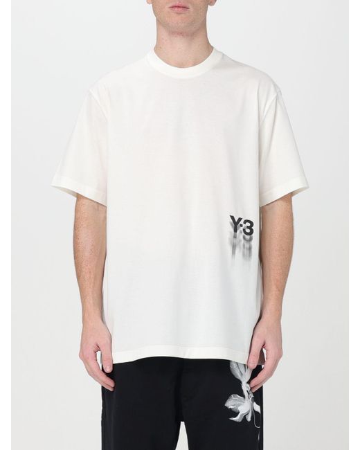 T-shirt di cotone di Y-3 in White da Uomo