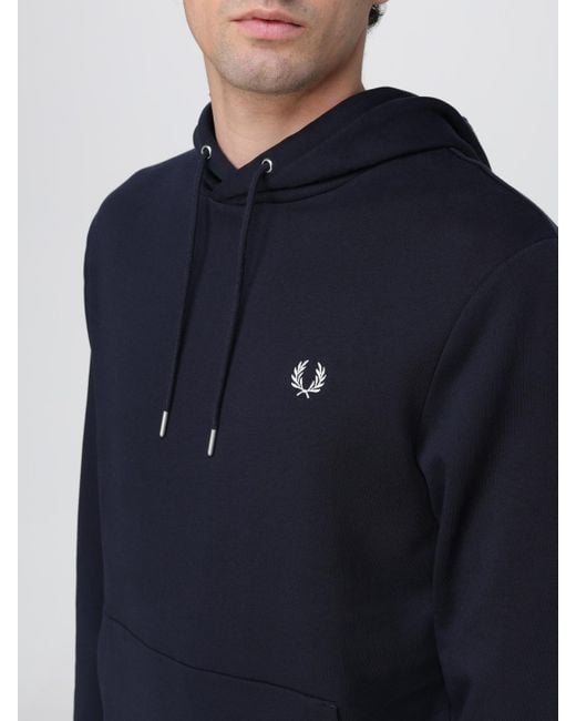Sweat À Capuche En Mélange De Coton Et Nylon Fred Perry pour homme en coloris Blue
