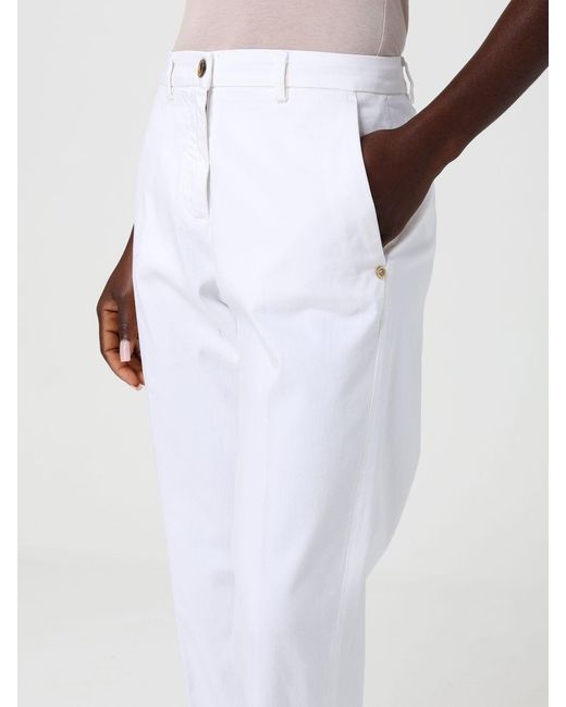Mason's White Stretch Cotton Cropped Fit Trousers