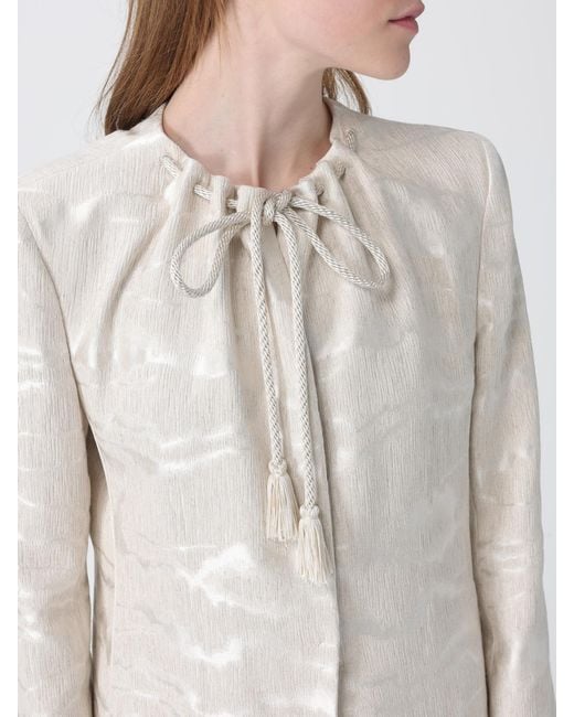 Giorgio Armani Natural Linen And Viscose Blazer With Drawstring