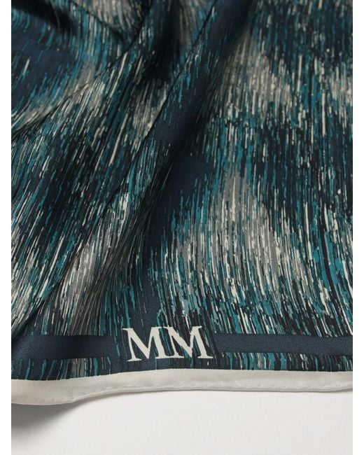 Max Mara Blue Printed Silk Foulard