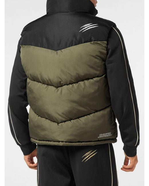 Philipp Plein Gray Logo Padded Nylon Vest for men