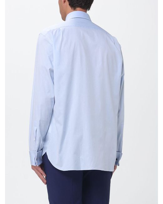 Zegna Blue Classic Stretch Poplin Shirt for men