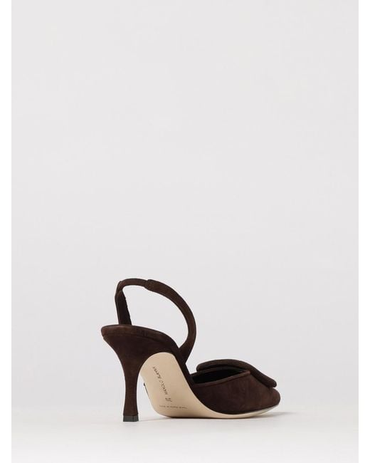Manolo Blahnik Multicolor Maysli Suede Slingback Pumps With Decorative Buckle