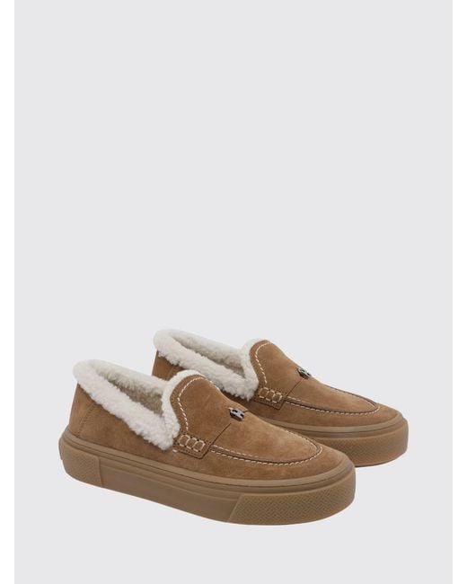 Hogan Brown Crosswind Suede And Shearling Slip-On Trainers With Logo