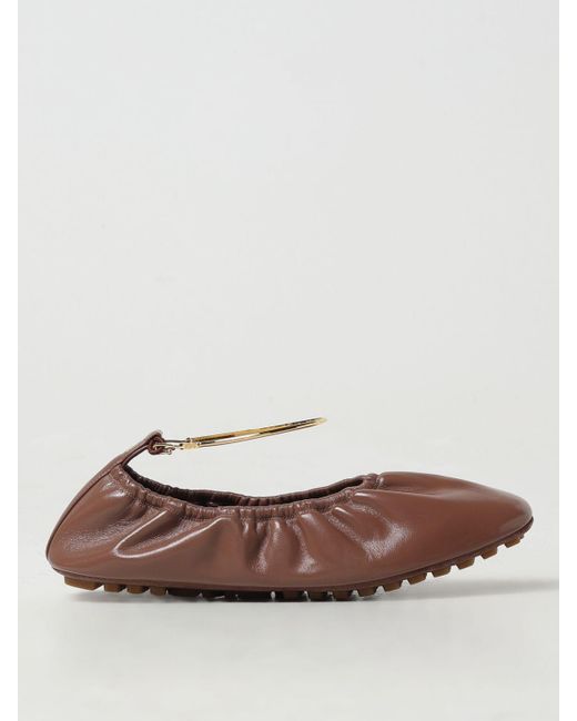 Fendi Brown Leather Ballerina Shoes