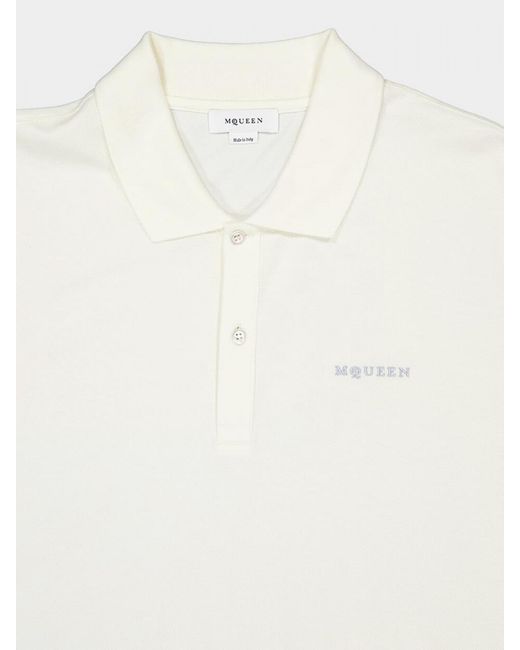 McQueen White Cotton Polo Shirt for men