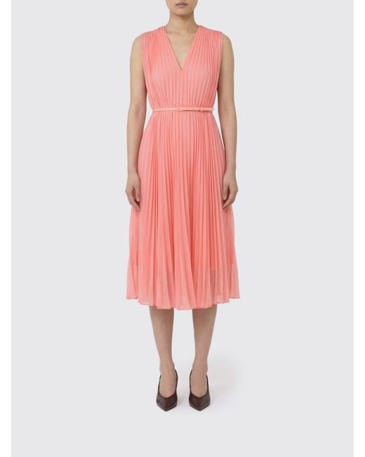 Max Mara Pink Pleated Dress With Belt