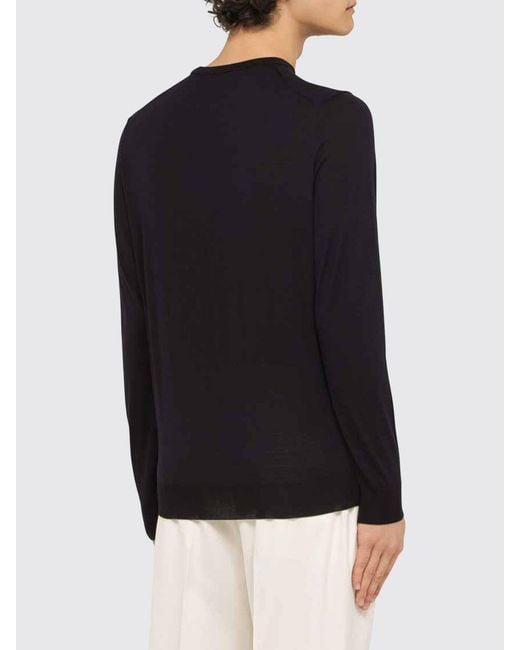 Drumohr Black Long-Sleeved Crew-Neck Sweater With Ribbed Cuffs And Hem for men