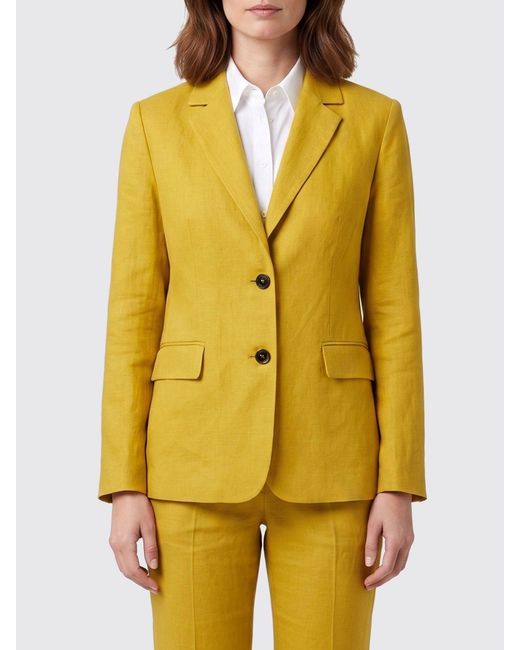 Max Mara Yellow Linen Single-Breasted Blazer