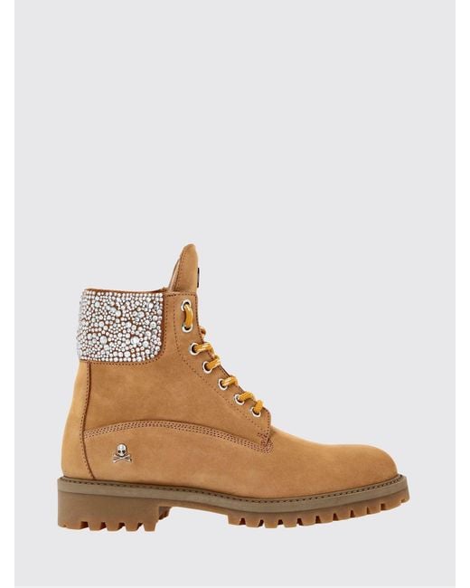 Philipp Plein Natural Flat Ankle Boots