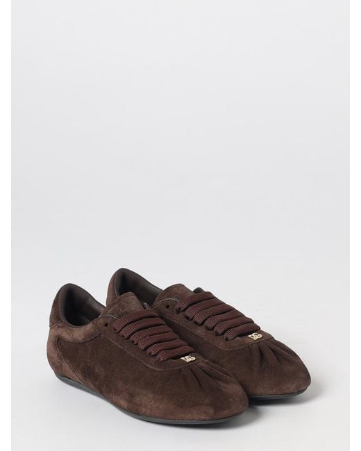 Dolce & Gabbana Brown Dolce &Amp Gabbana Suede Low-Top Sneakers With Embossed Logo