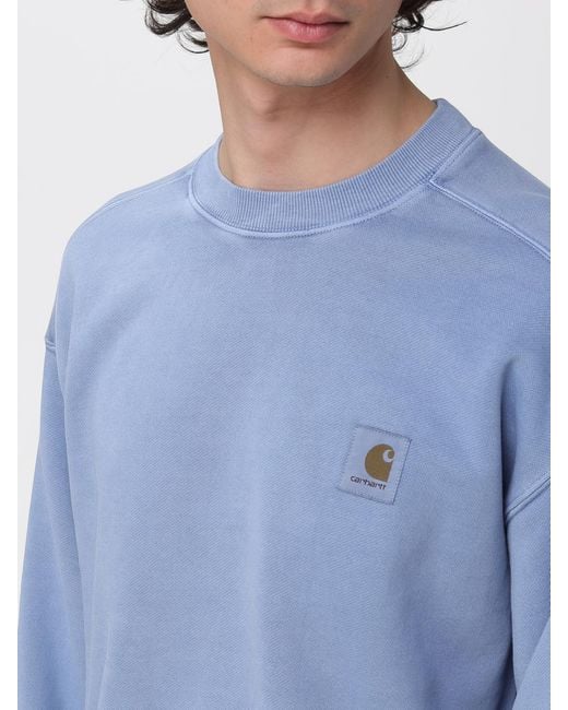 Carhartt Blue Cotton Crewneck Sweatshirt With Logo for men