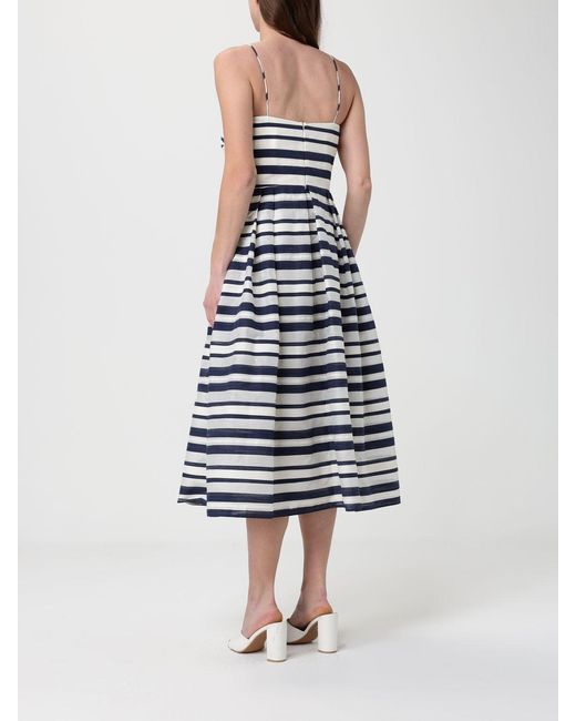 Ralph Lauren Blue Striped Cotton Blend Dress