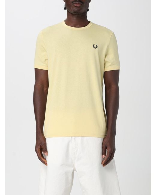 Fred Perry Natural Basic Cotton T-Shirt With Mini Logo for men