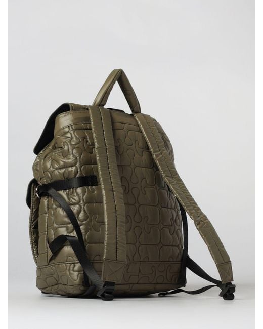Ganni Green Re-Tech Recycled Nylon Backpack With Quilted Monogram