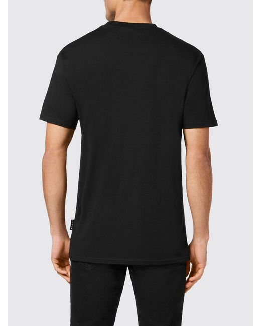 Philipp Plein Black Embroidered Snake Print Cotton T-Shirt for men