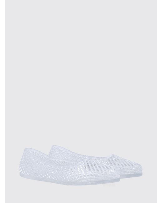 Ancient Greek Sandals White Perforated Pvc Round-Toe Ballet Flats