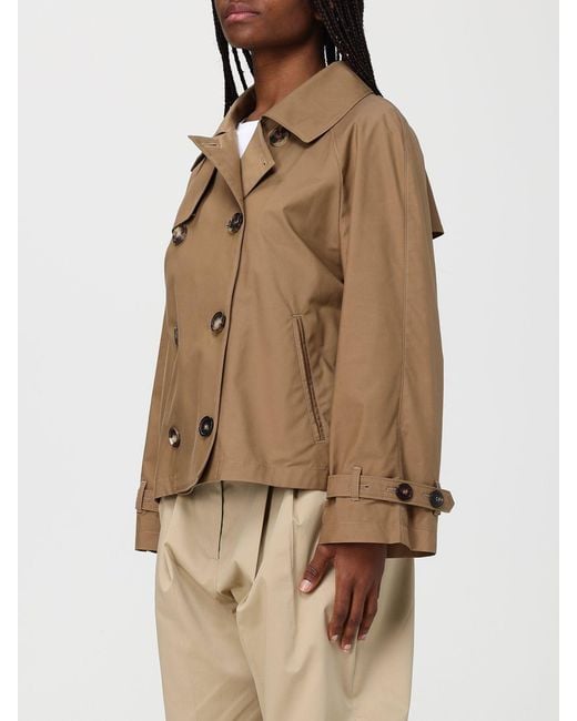 Max Mara Natural Tesoro Double Breasted Cotton Blend Trench Coat