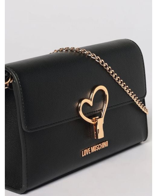 Love Moschino Black Faux Leather Bag With Heart