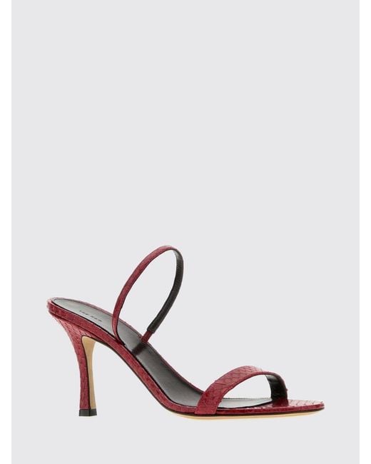 The Row Pink Ella Python-Embossed Leather Mule Sandals With Stiletto Heel