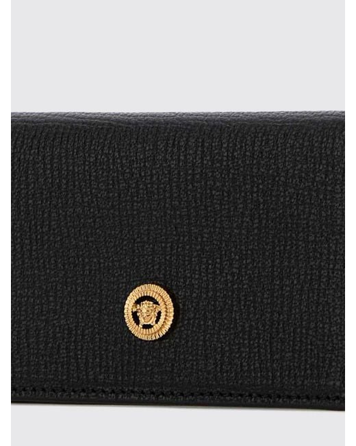 Versace Black Medusa Biggie Grained Leather Credit Card Holder for men