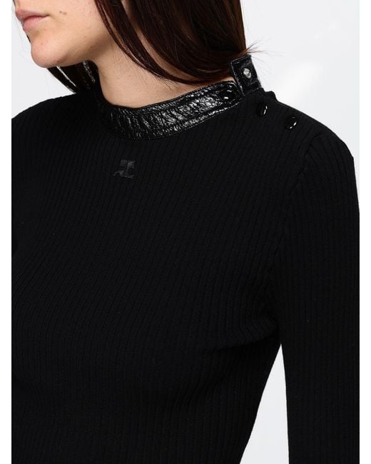 Courreges Black CourrÈ Ges Slim Fit Long-Sleeved Ribbed Sweater