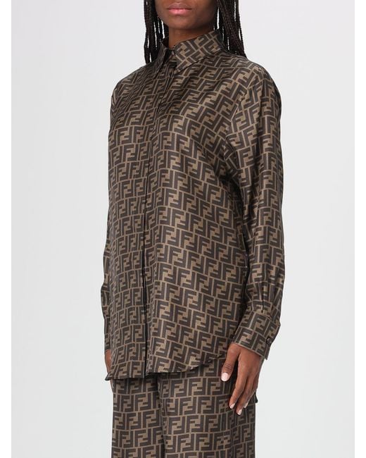 Fendi Ff Twill Shirt in Brown | Lyst Fendi Ff Twill Shirt in Brown | Lyst
