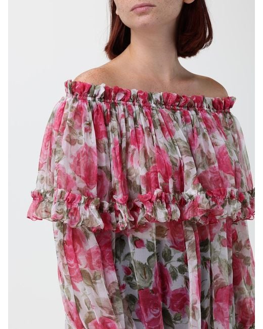 Chloé Red ChloÉ Floral Print Pure Silk Blouse With Ruffle Details