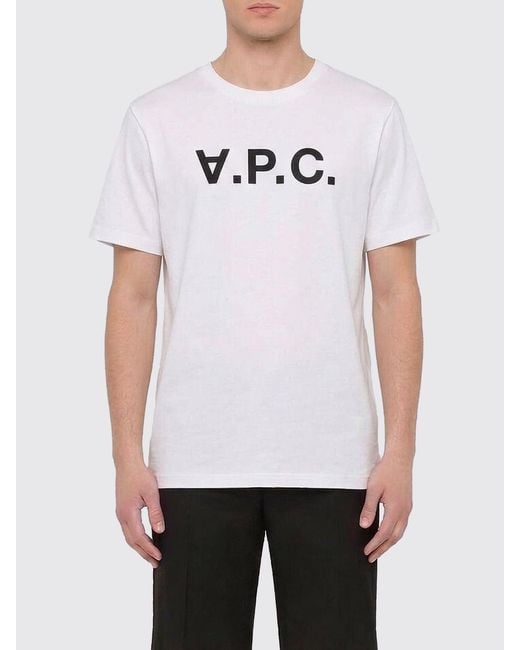 A.P.C. White Organic Cotton T-Shirt With Logo for men