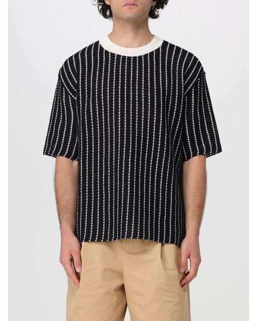 Jil Sander Black Striped Cotton T-Shirt for men