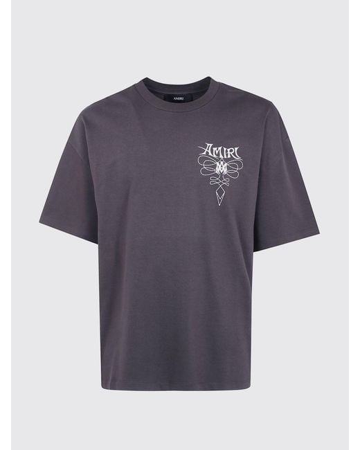 Amiri Purple Short-Sleeved Cotton T-Shirt With Logo Print for men
