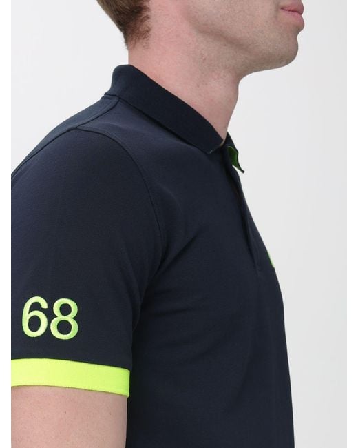Sun 68 Blue Cotton Polo Shirt for men