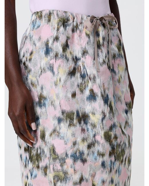 Fabiana Filippi Pink Jersey Midi Skirt With Floral Print