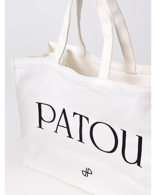 Patou White Cotton Canvas Tote Bag