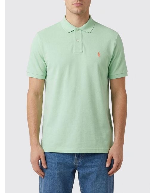 Polo Ralph Lauren Green Pony Logo Cotton Polo Shirt for men