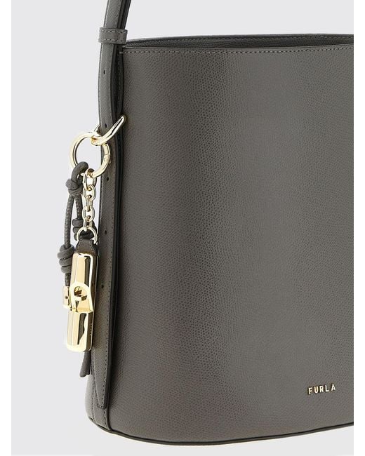 Furla Gray Roxie S Leather Bucket Bag
