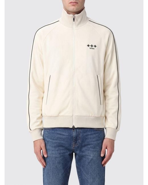 Tatras Blue Zip-Up Technical Fabric Sweatshirt With Turtleneck And Contrast Logo for men