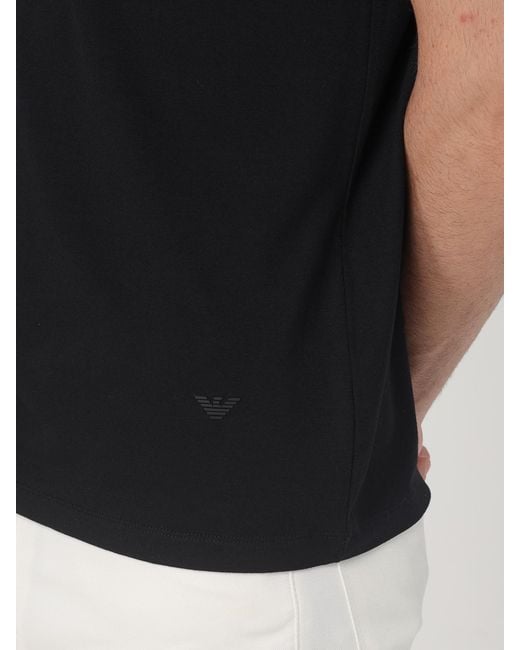 Emporio Armani Black Cotton Crew Neck T-Shirt for men