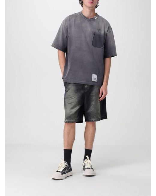 Maison Mihara Yasuhiro Black Abstract Print Cotton Jogging Shorts With Distressed Effect for men