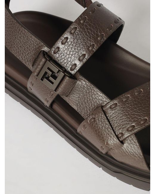 Fendi Multicolor Selleria Hammered Leather Sandal for men