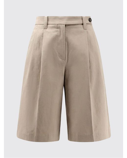 Brunello Cucinelli Natural Cotton And Linen Tailored Shorts
