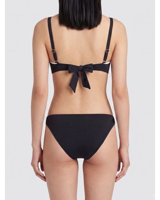 Max Mara Black Triangle Bikini Top With Tie Fastenings And V-Neck