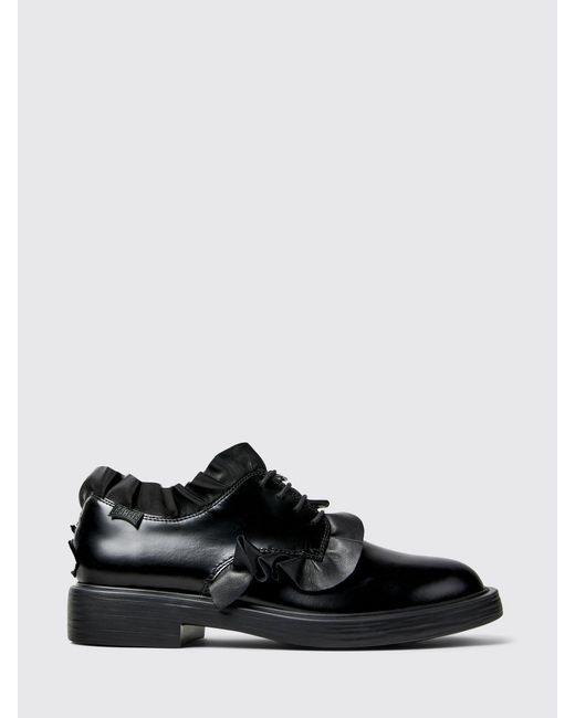 Camper Black Dean Leather Derby With Ruffles for men